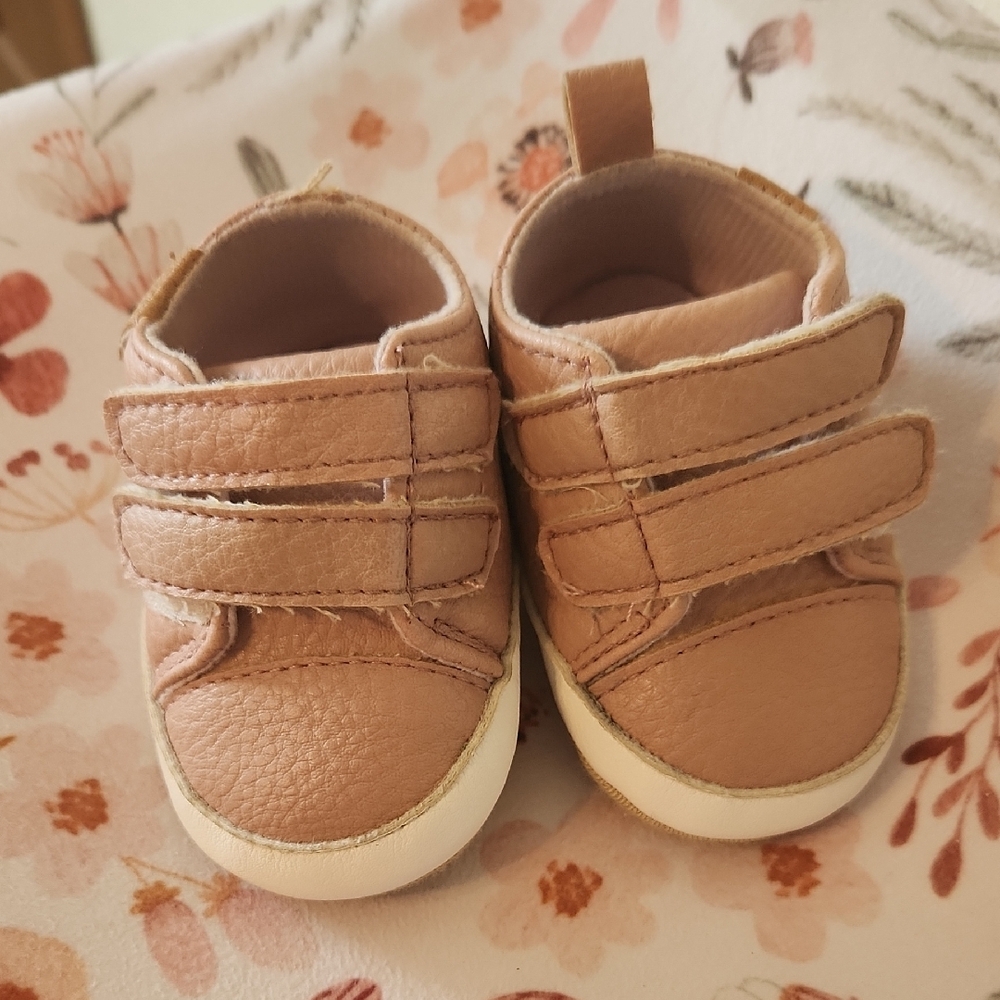 pink Velcro Baby Walker Shoes with Flexible Soles FREE